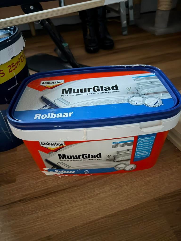 Muurglad Alabastine set, Doe-het-zelf en Verbouw, Verf, Beits en Lak, Ophalen, Zo goed als nieuw, Wit