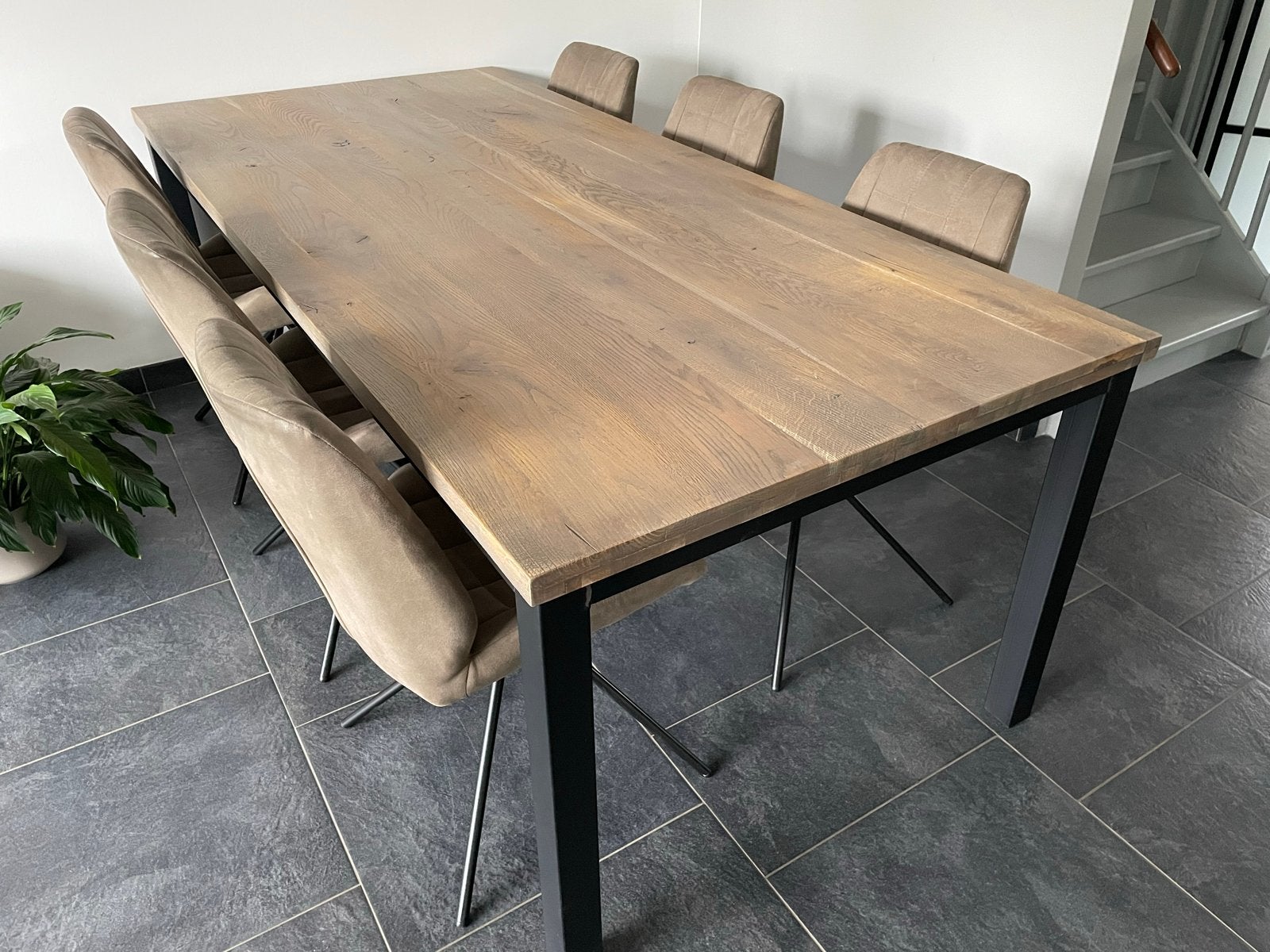 Eiken eettafel Hevano 220x100cm - 6 persoons, Ophalen, Gebruikt, 100 tot 150 cm, Eikenhout