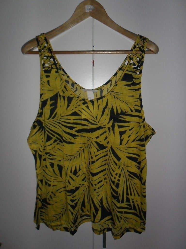 H&M Blauw/Gele Top Met Print Maat XL (NIEUW+KAARTJE), H&M, Geel, Maat 46/48 (XL) of groter, Nieuw