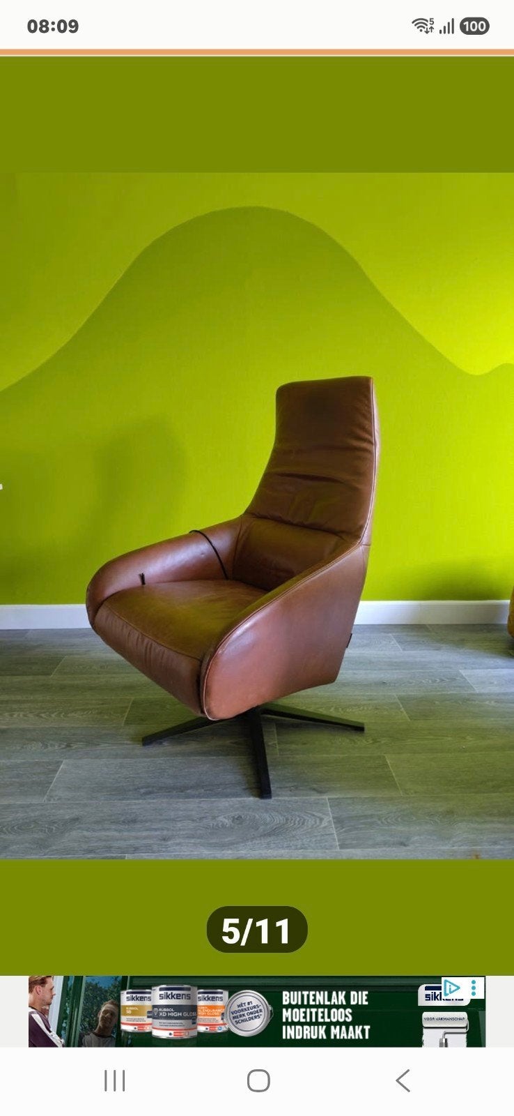 Leren Prominent Relaxstoel - Bruin, Huis en Inrichting, Stoelen, Ophalen, Gebruikt, Bruin, Leer