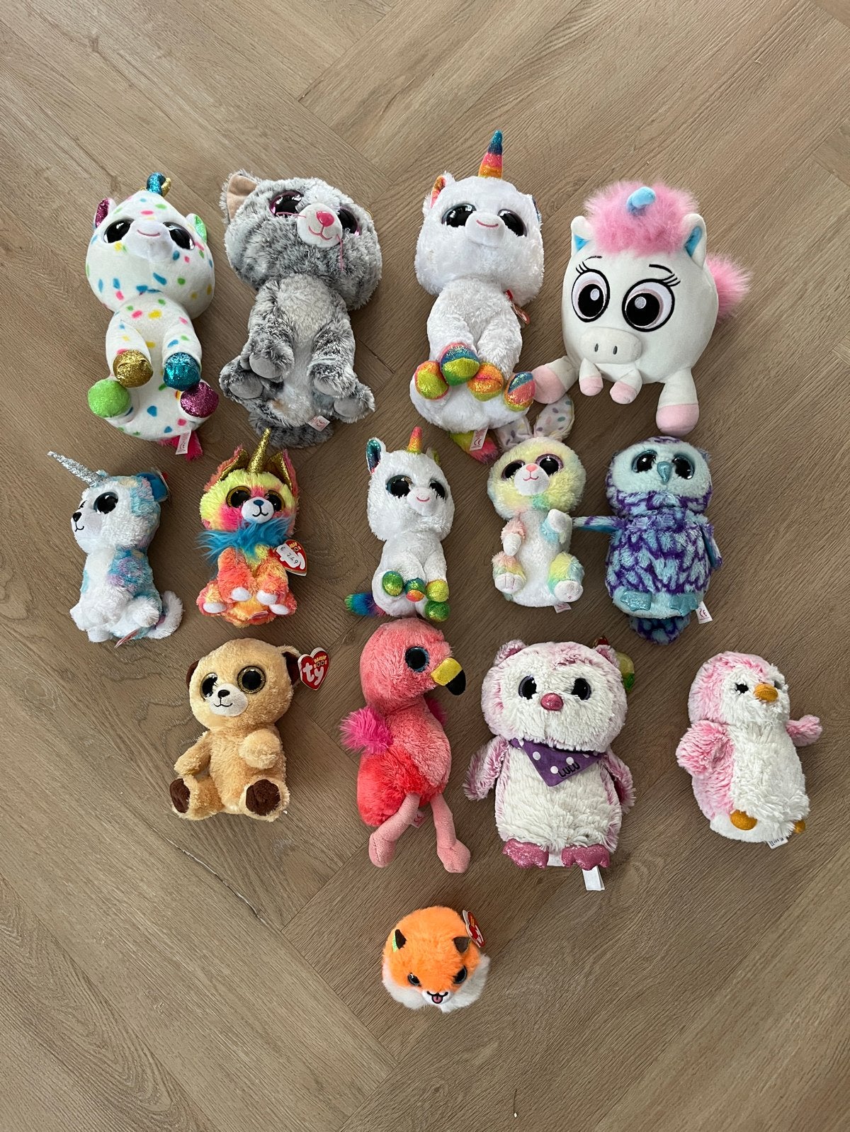 Grote collectie Ty Beanie Boos knuffels - Diverse dieren, Eenhoorn, Ophalen of Verzenden, Klein (minder dan 20 cm), Wit
