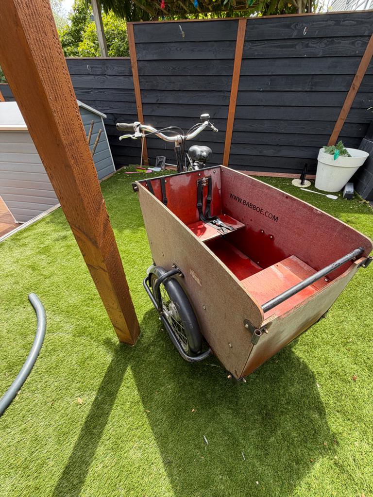 Babboe bakfiets met 2 zitjes, Fietsen en Brommers, Fietsen | Bakfietsen, Terugtraprem, Gebruikt, 2 kinderen, Ophalen