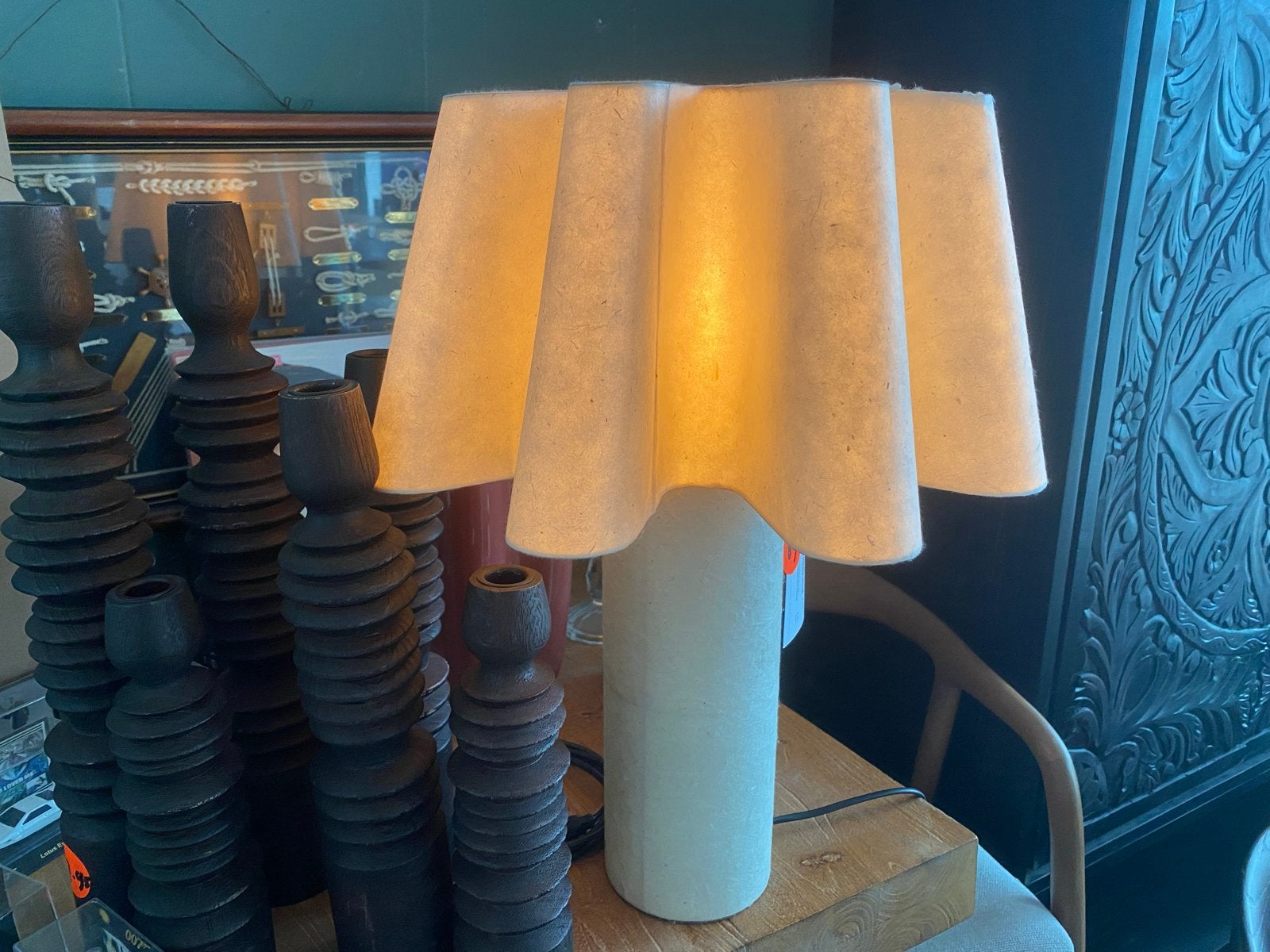 Nieuwe Meander Tafellamp 50cm - Prachtig Licht, Ophalen, Nieuw, Natuurlijk materiaal, Sfeerlamp