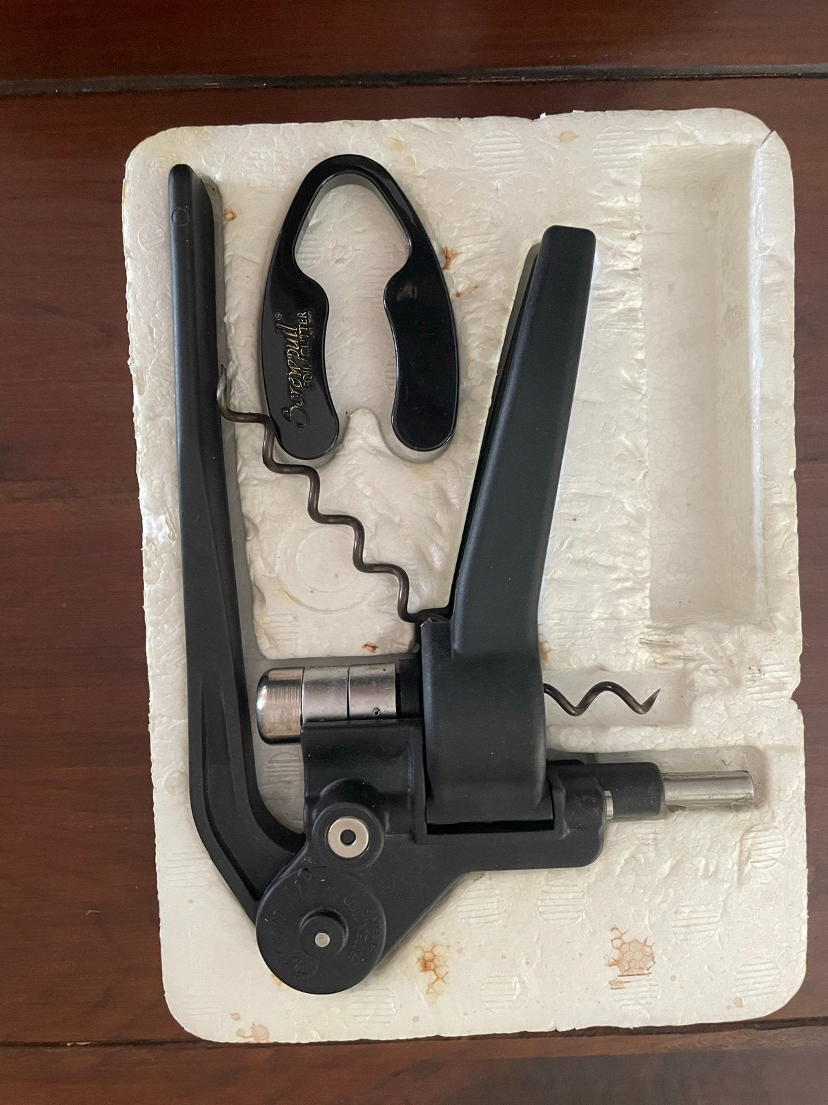 Screwpull kurkentrekker en foliesnijder set, Ophalen of Verzenden, Zwart, Metaal, Overige merken