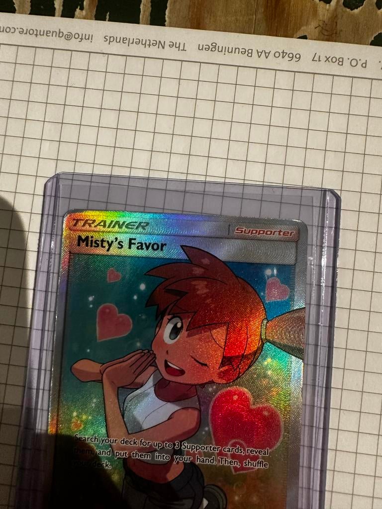 Misty's Favor Full Art Trainer Kaart (Zeer Zeldzaam), Ophalen of Verzenden, Zo goed als nieuw, Losse kaart, Foil