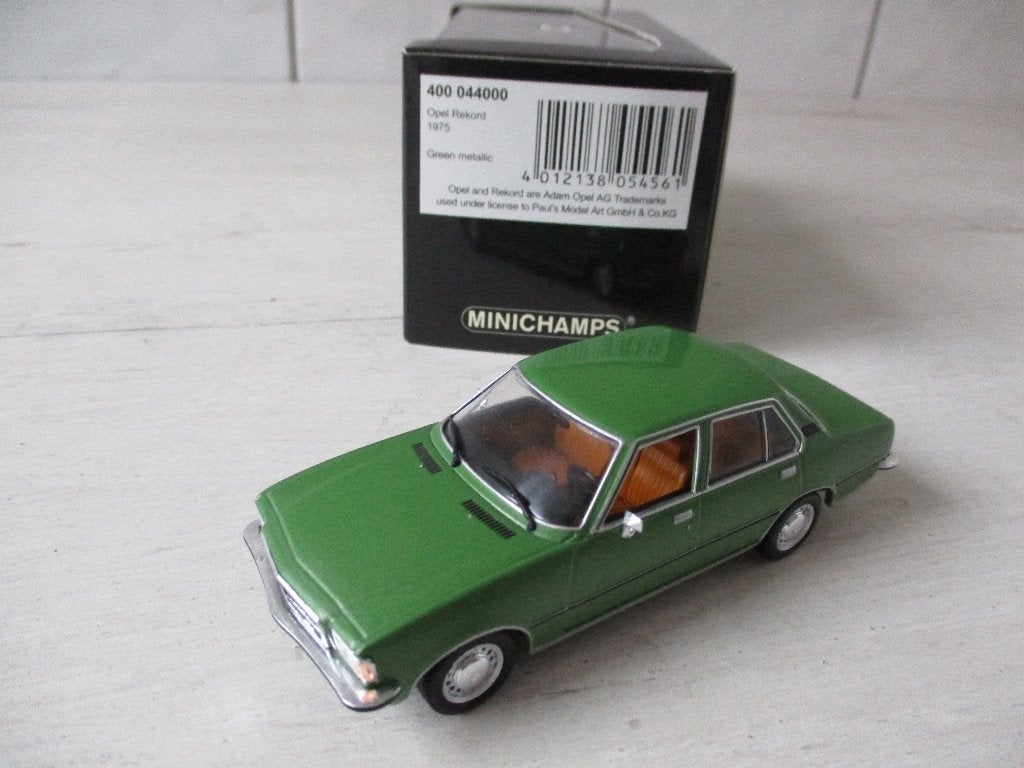 Minichamps Opel Rekord 1975 Green metallic Schaal 1:43, Hobby en Vrije tijd, Modelauto's | 1:43, Ophalen, Nieuw, Auto, MiniChamps