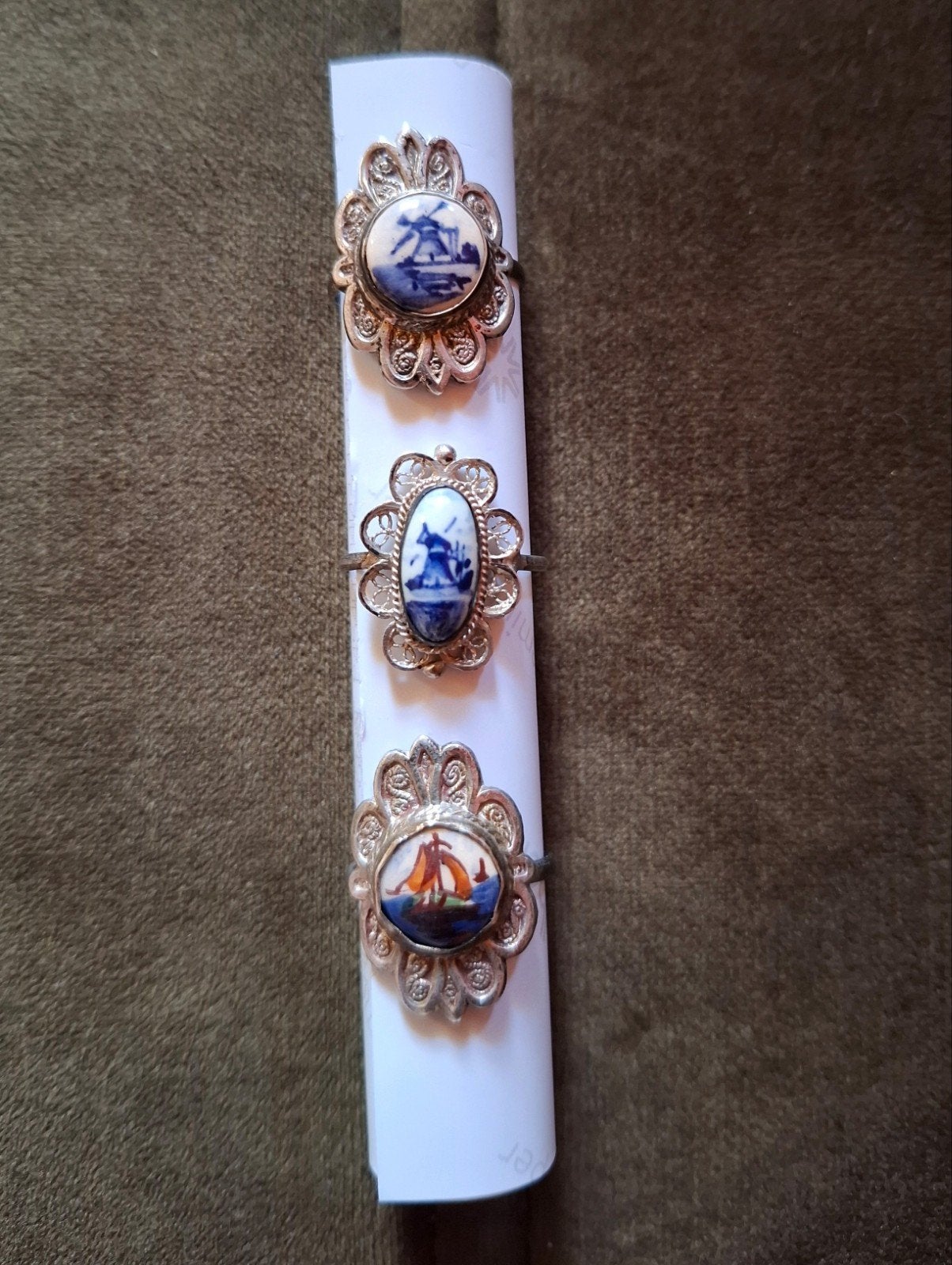 3 vintage zilver ringen Delft, Ophalen of Verzenden