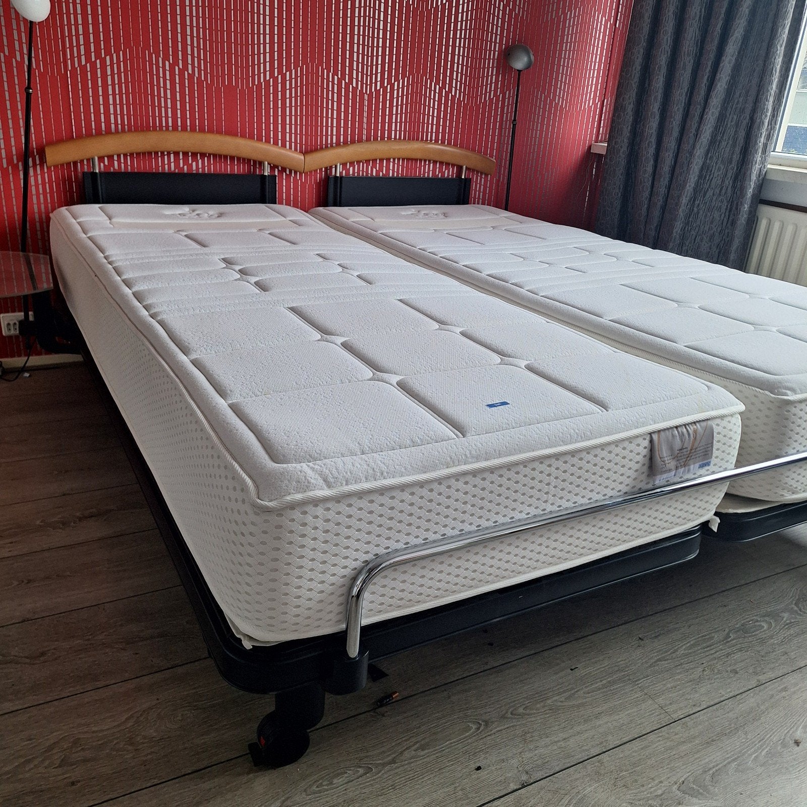 Luxe Auping bed compleet met matrassen en spiralen, Ophalen, Zwart, Tweepersoons, Zo goed als nieuw