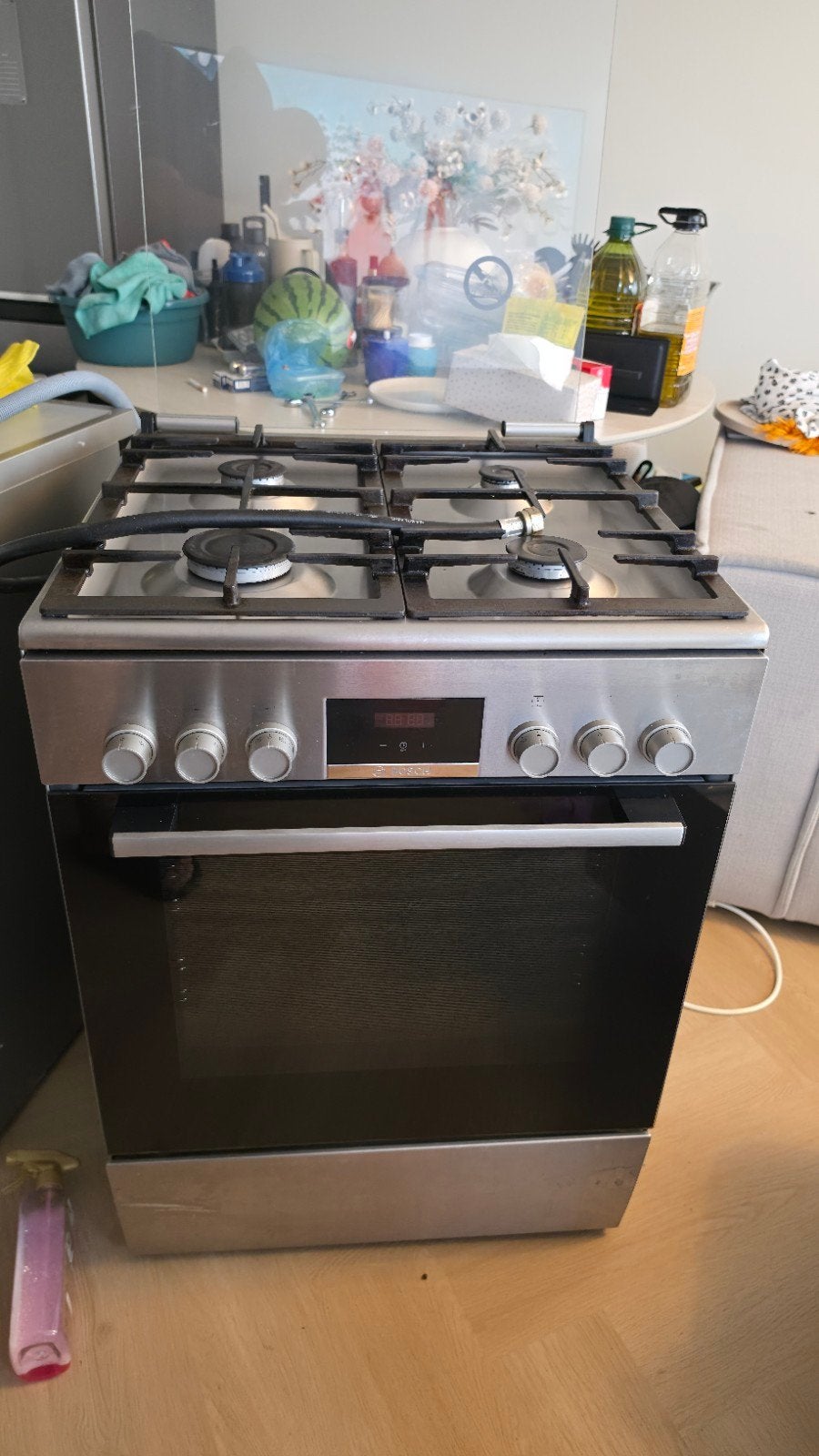 Bosch Gasfornuis met Oven HXR39IE50N - Zo goed als nieuw, Ophalen, 4 kookzones, Zo goed als nieuw, Gas