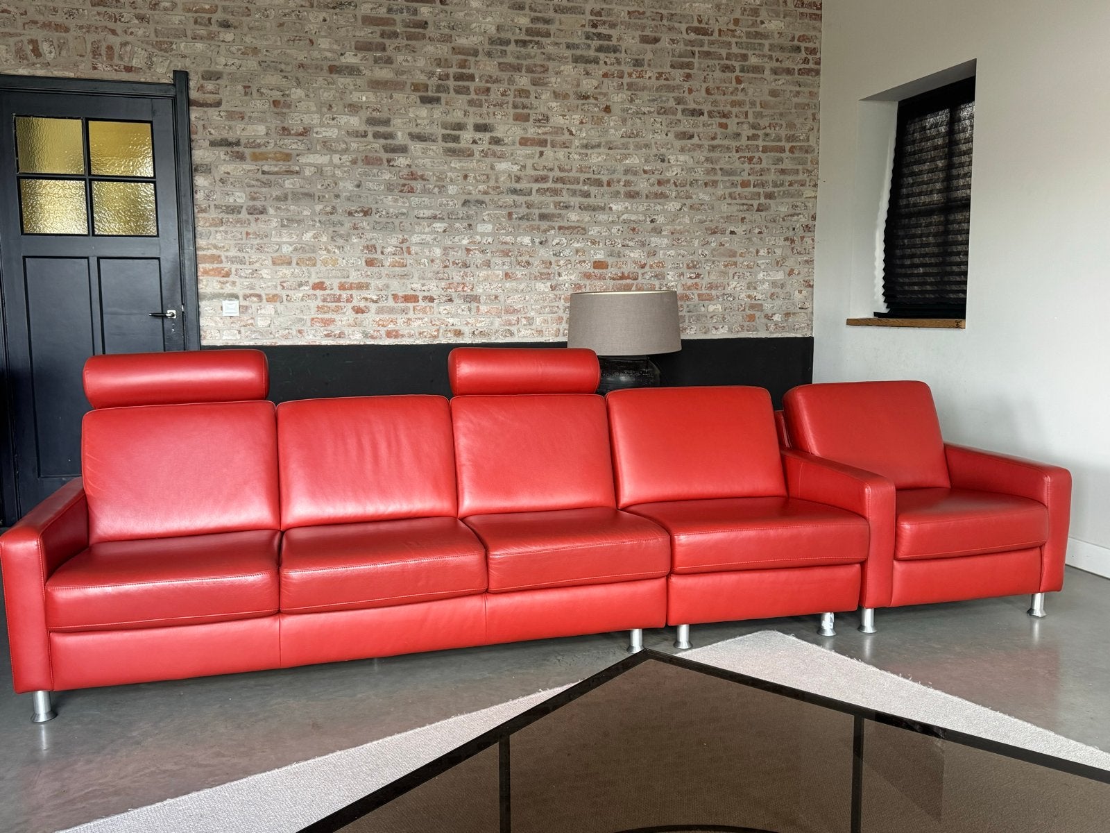 Montèl modulair bankstel | Rood leer | Losse elementen, X, Hoekbank, 300 cm of meer, Ophalen of Verzenden