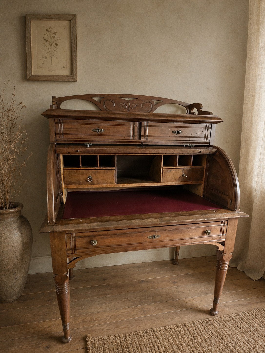 Antieke retro vintage rolluikbureau uit de jaren '30, Huis en Inrichting, Ophalen, Gebruikt