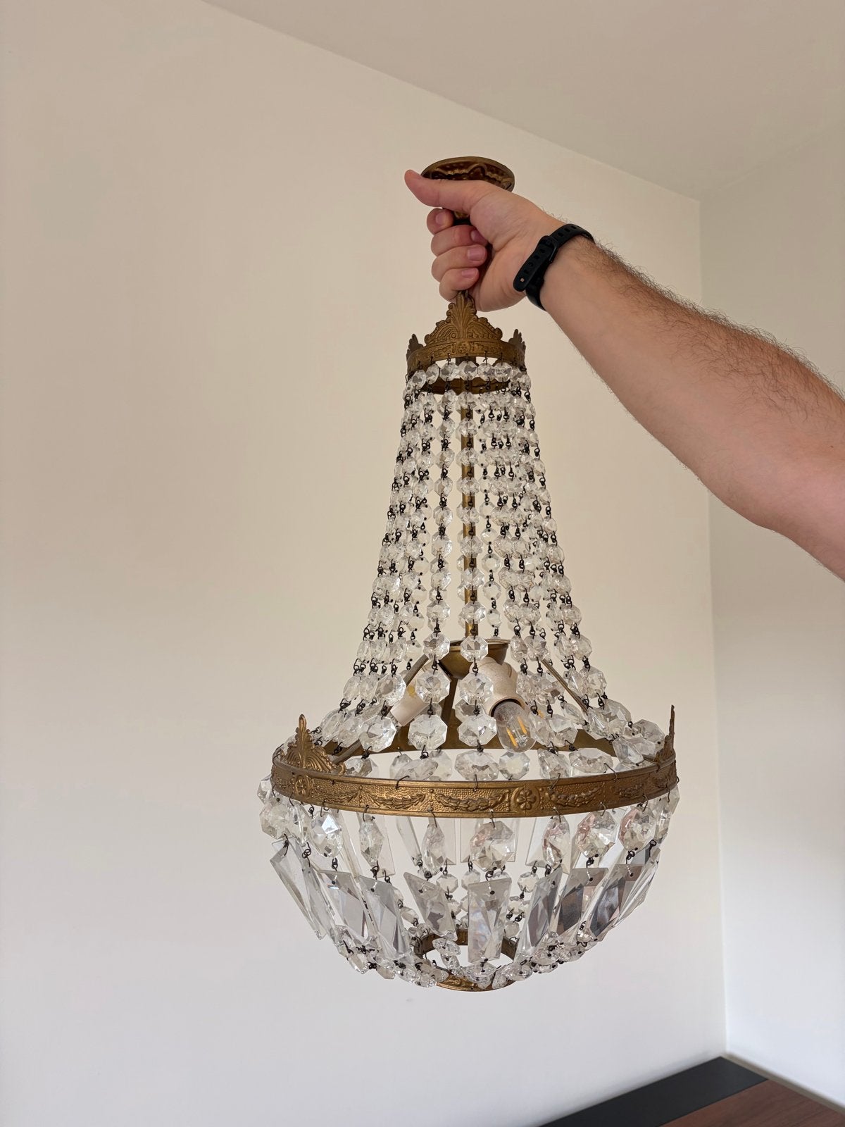 Elegante Kristallen Kroonluchter - Klassiek Design, Ophalen, Zo goed als nieuw, Glas, Overige fittingen