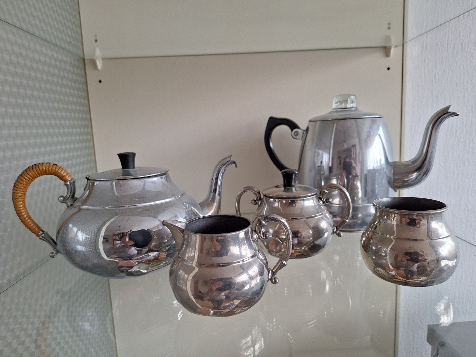 Vintage S&K Holland theepot met rieten handvat, Ophalen of Verzenden