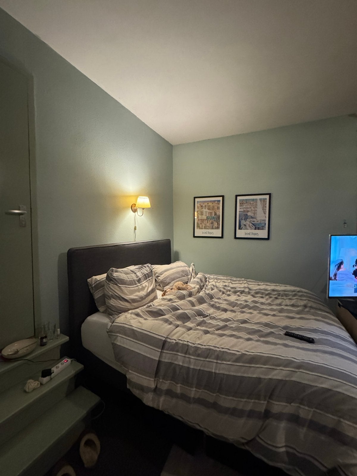 IKEA Boxspring 200x180 cm met hoofdbord - Goede staat, Ophalen, Gebruikt, Tweepersoons, 180 cm