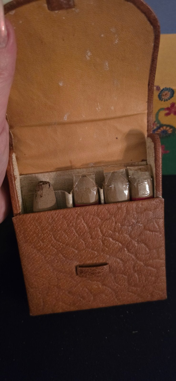 Vintage Leren Sigarenkoker met Sigaren, Verzamelen, Ophalen of Verzenden, Gebruikt, Overige typen