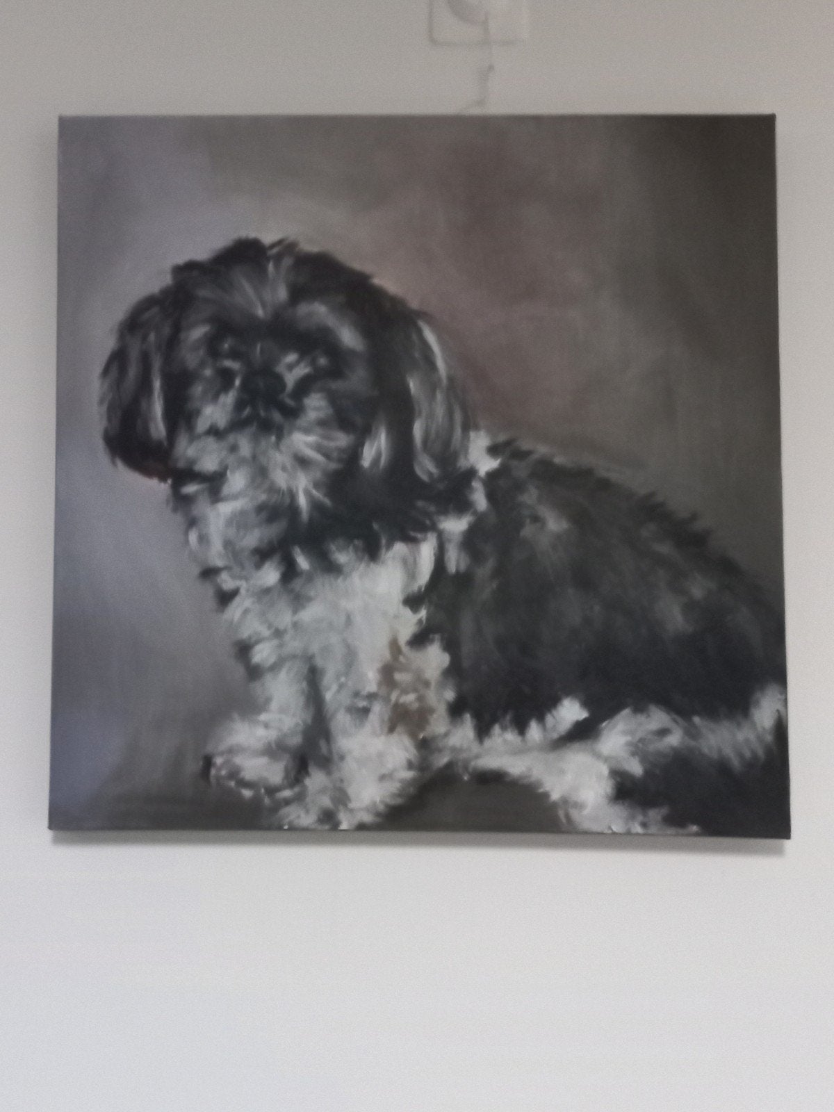 Schilderij: Portret van een hond (60x60 cm), Ophalen, Handgeschilderd, Dieren