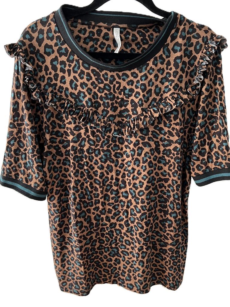 SUMMUM WOMAN shirt leo animal print GROEN XL, Summum Woman, Verzenden, Beige, Maat 42/44 (L)