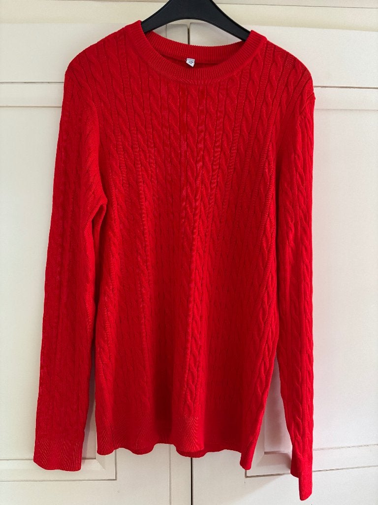 Nieuwe kabeltrui M, Kleding | Dames, Truien en Vesten, Ophalen of Verzenden, Nieuw, Maat 38/40 (M), Rood