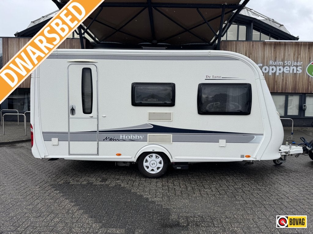 Hobby De Luxe 440 SF 2012 MOVER + LUIFEL!!!, Caravans en Kamperen, Hobby, Dwarsbed, Bedrijf, Treinzit