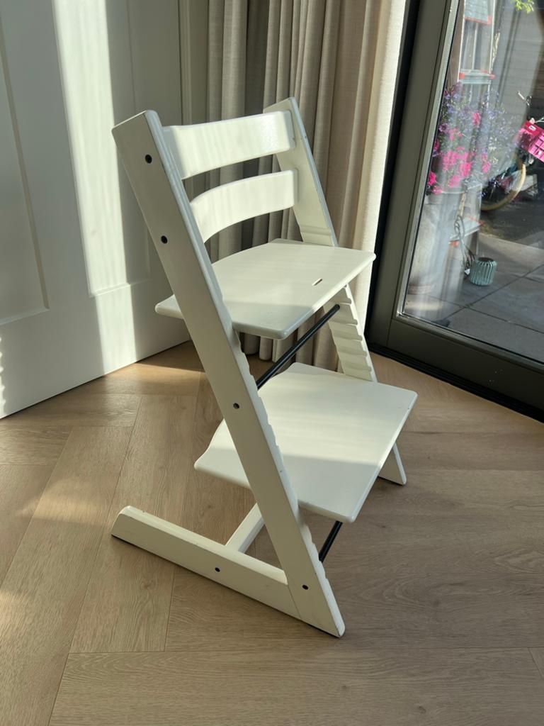 Stokke Tripp Trapp kinderstoel wit, Ophalen, Gebruikt, Meegroeistoel, Aanschuifbaar