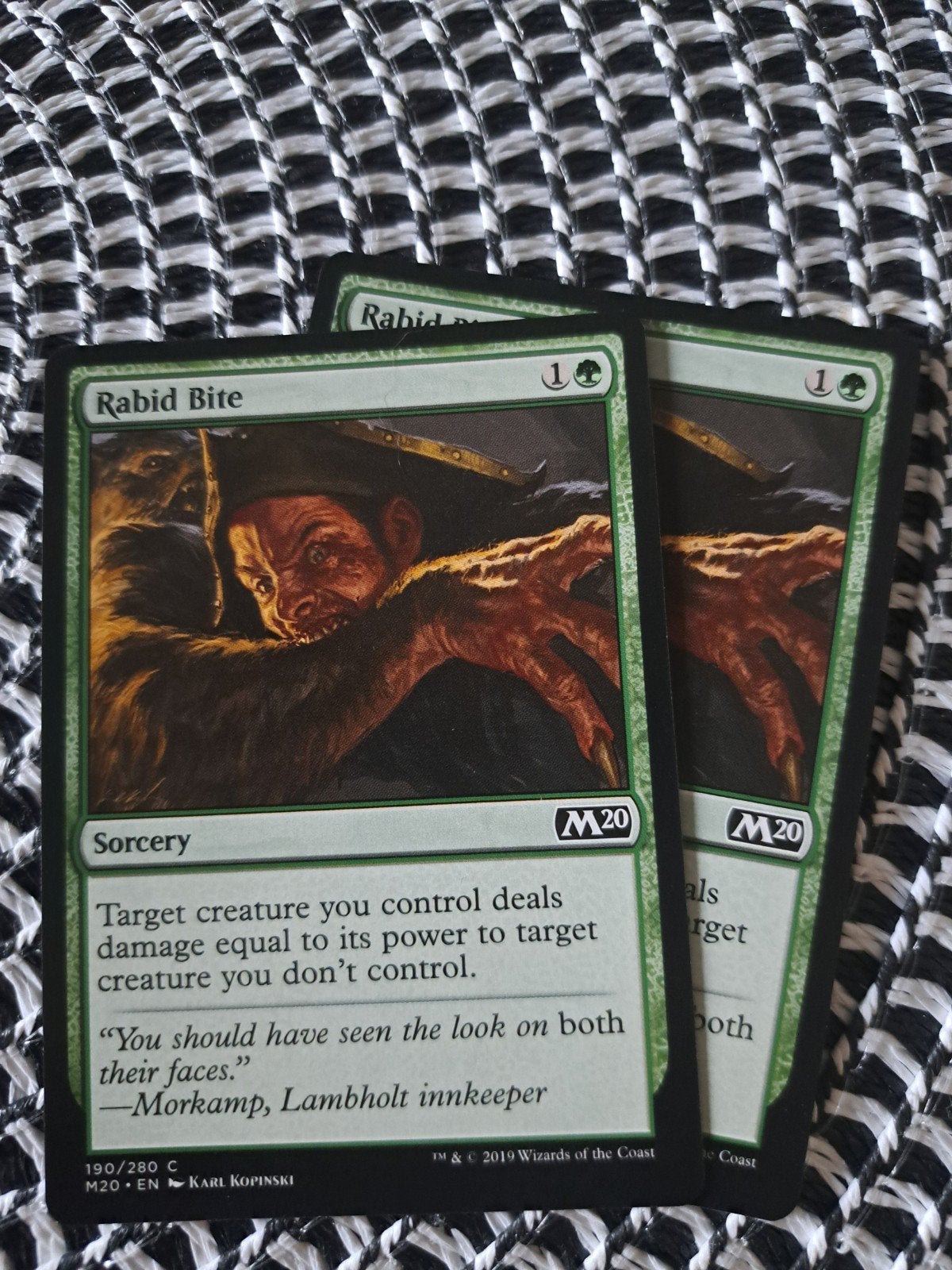 Magic: The Gathering - Rabid Bite (M20) - 2 stuks, Verzenden, Zo goed als nieuw, Losse kaart