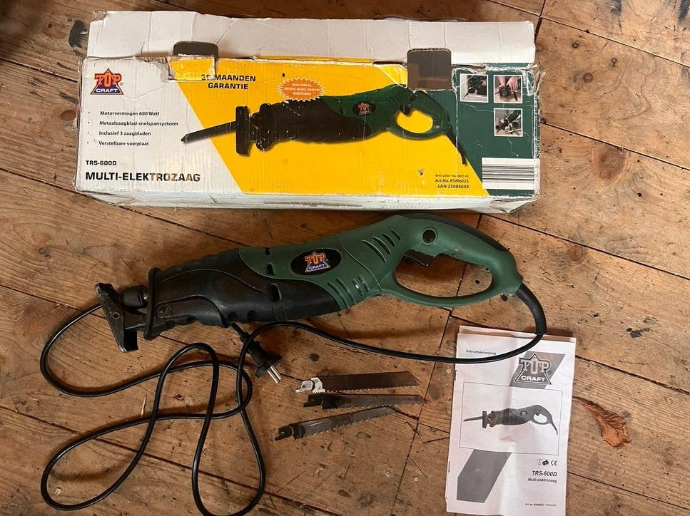 Top Craft TRS-600D Multi-Elektrozaag 600W met 3 zaagbladen, Doe-het-zelf en Verbouw, Gebruikt, 600 tot 1200 watt, Ophalen of Verzenden