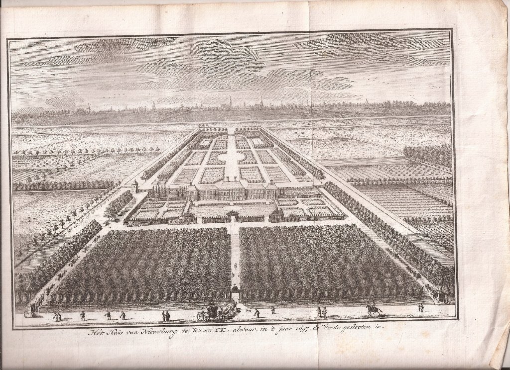 Huis van Nieuwburg Rijswijk, waar in 1697 Vrede geslooten is, 26 cm, 17 cm, Ophalen of Verzenden, Gravure