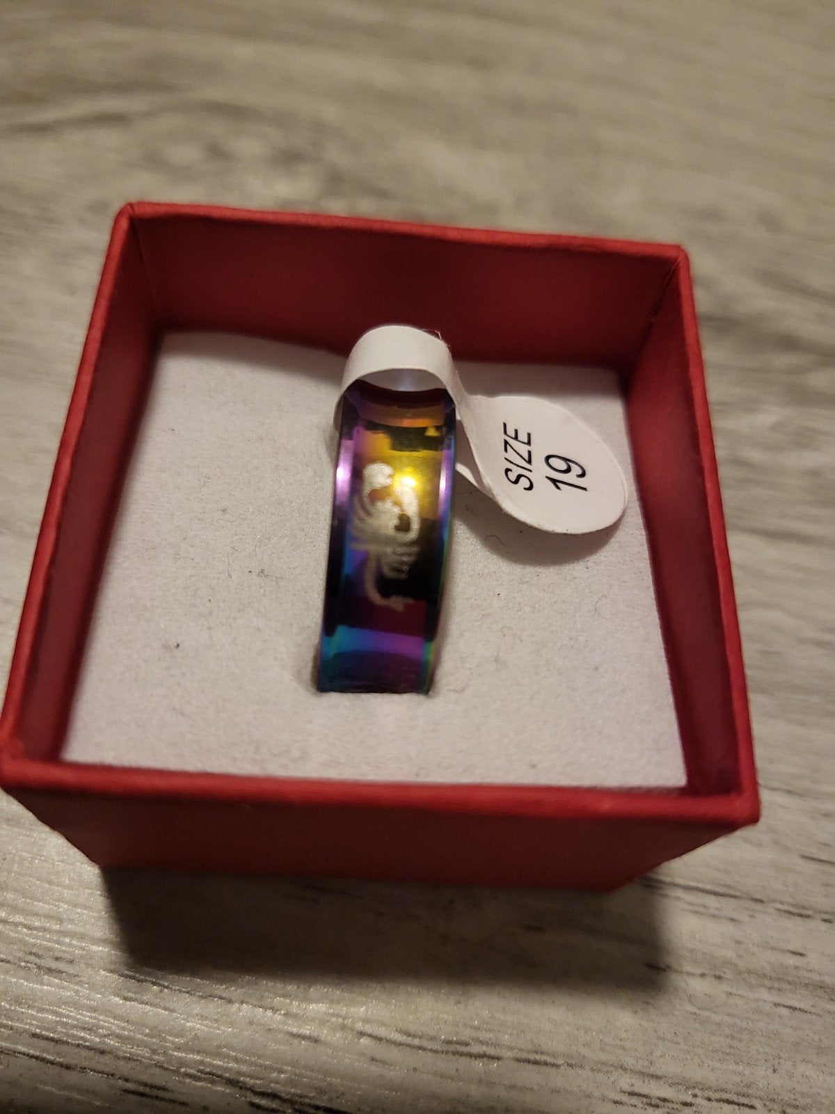 Nieuwe Regenboog Ring Maat 19 met Schorpioen Design, Overige kleuren, IJzer of Staal, 19 tot 20, Nieuw