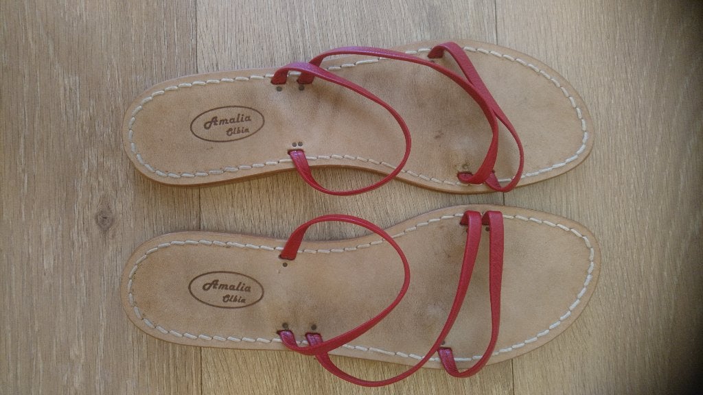 Slippers Rood Slippertjes Dames Amalia Olbia Vero Cuoio 42, Slippers, Ophalen of Verzenden, Gedragen, Rood