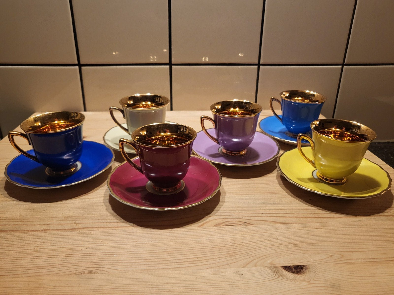 Vintage Tsjechoslowaakse Espresso Kopjes met Schotels, Ophalen of Verzenden