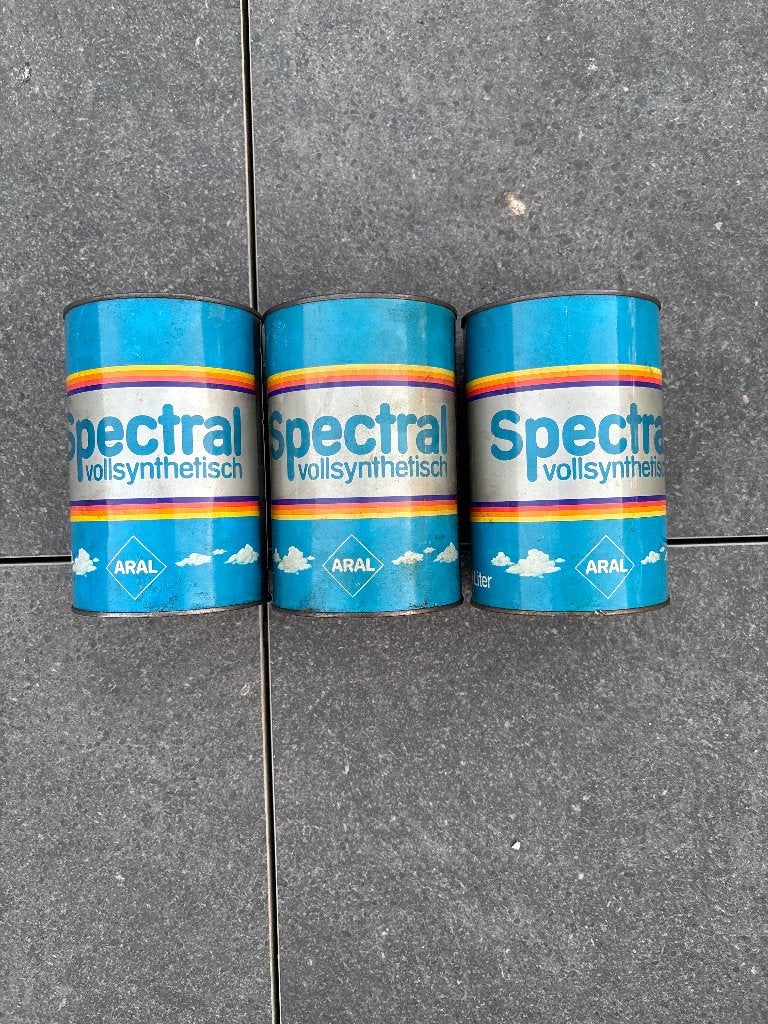 Unieke set: 3x Vintage Aral Spectral Olieblikken (Vol), Verzamelen, Ophalen of Verzenden, Overige
