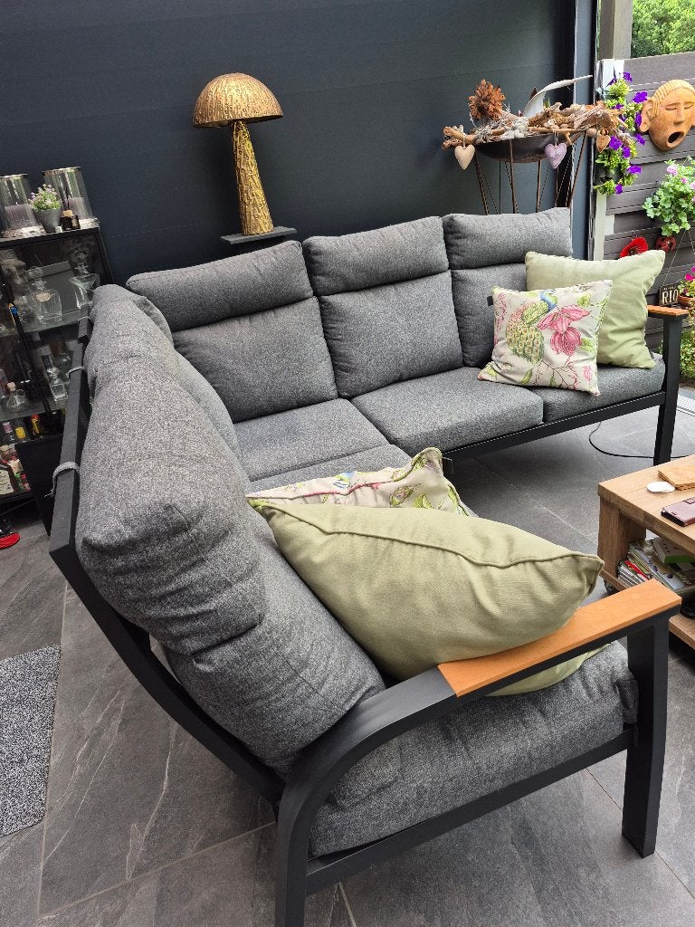 Loungeset met hoek, Tuin en Terras, Tuinsets en Loungesets, Zo goed als nieuw, Loungeset, Aluminium, 5 zitplaatsen, Bank, Ophalen
