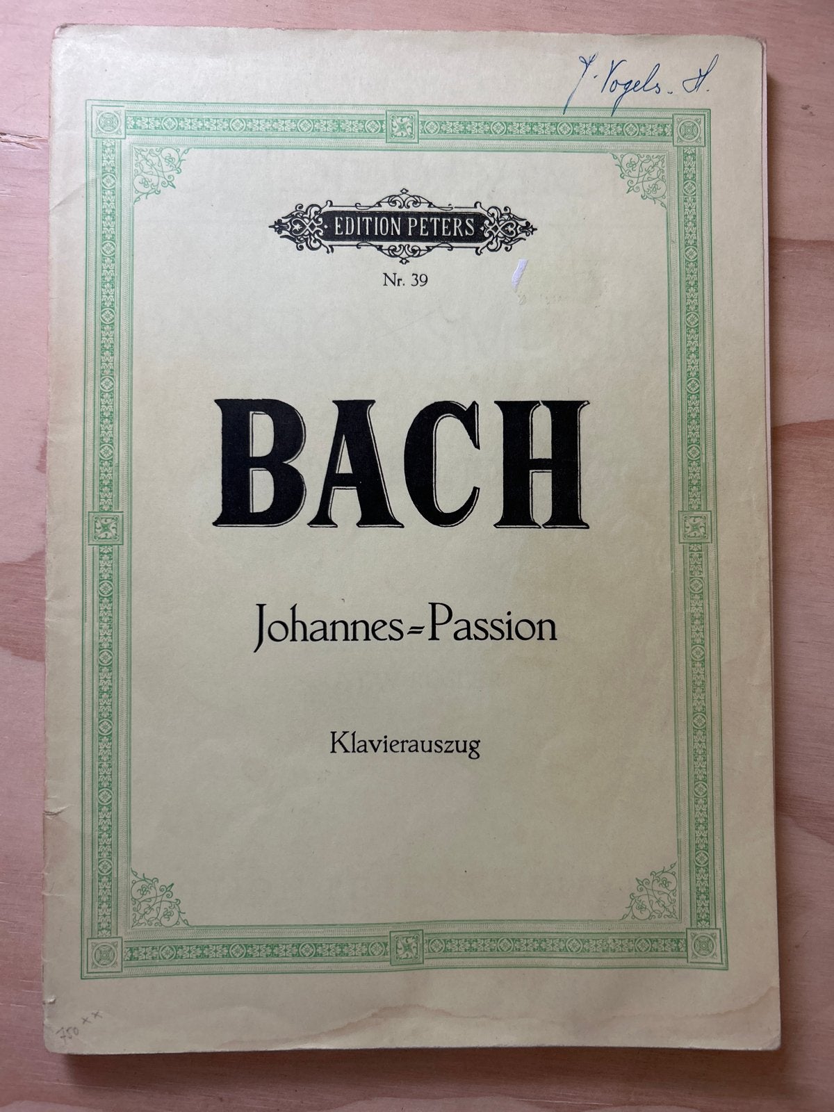 J.S. Bach - Johannes-Passion (Klavierauszug) - Edition Peter, Gebruikt, Klassiek, Ophalen of Verzenden, Artiest of Componist