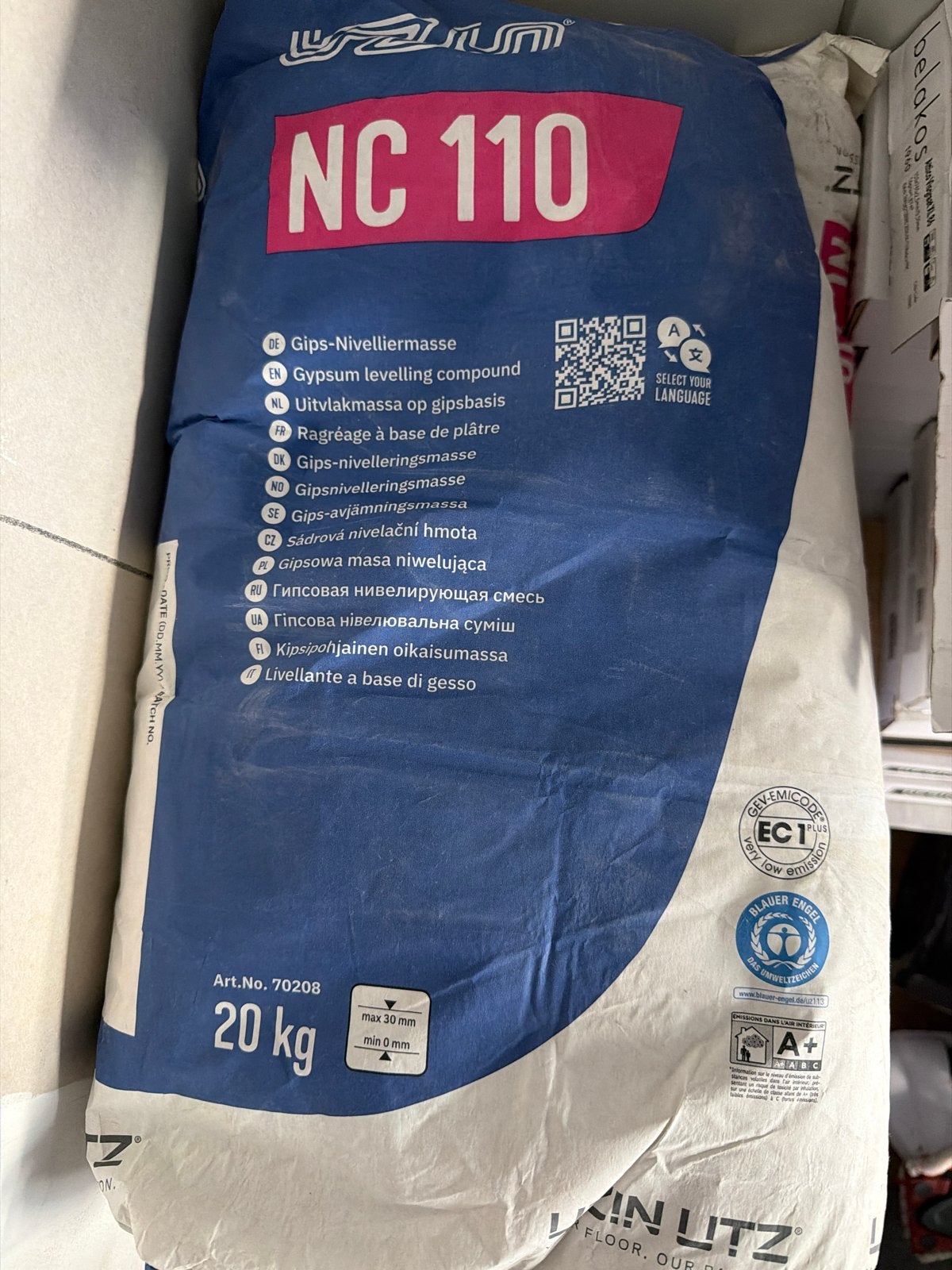 4 zakken Gipsgebaseerde Egaline 20 kg - NC 110, Ophalen of Verzenden, Nieuw