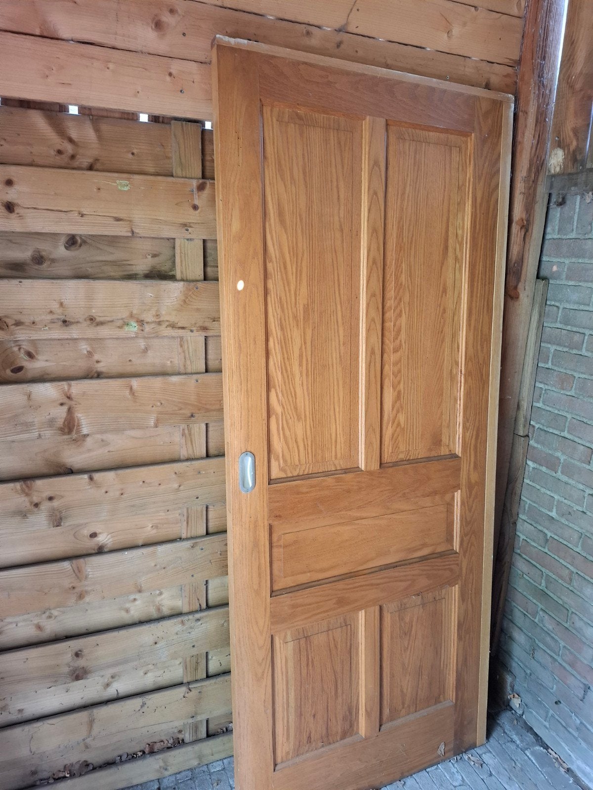 Massief houten schuifdeur, Doe-het-zelf en Verbouw, Deuren en Horren, Ophalen, Gebruikt, 80 tot 100 cm, Binnendeur