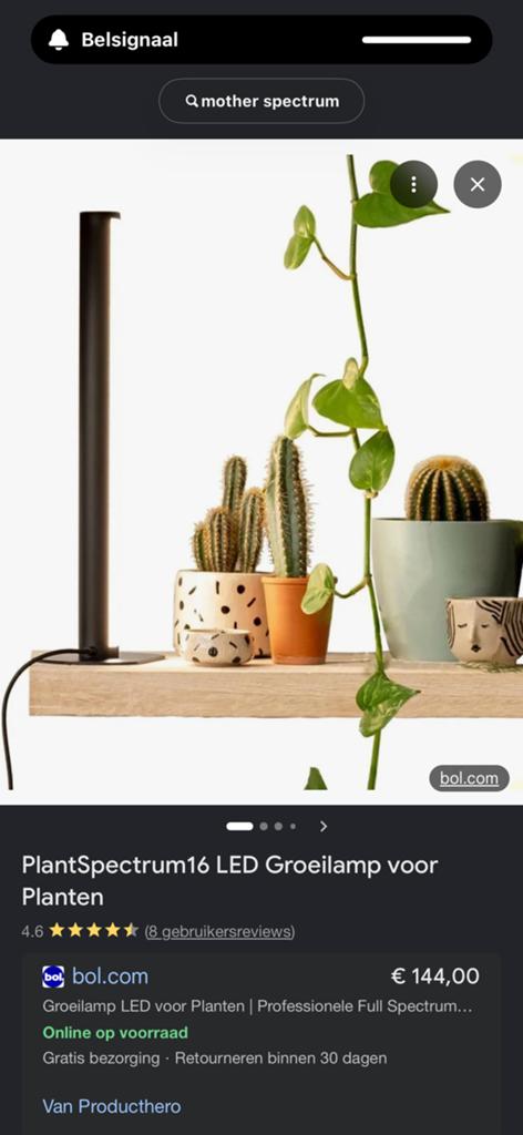 Mother life PlantSpectrum16 LED Groeilamp voor Planten, Eén persoon, Cadeaubon