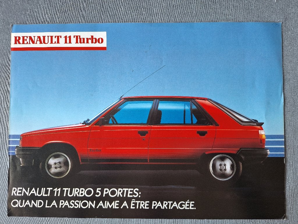 Leaflet RENAULT 11 Turbo - Frans, Verzenden, Gelezen, Renault