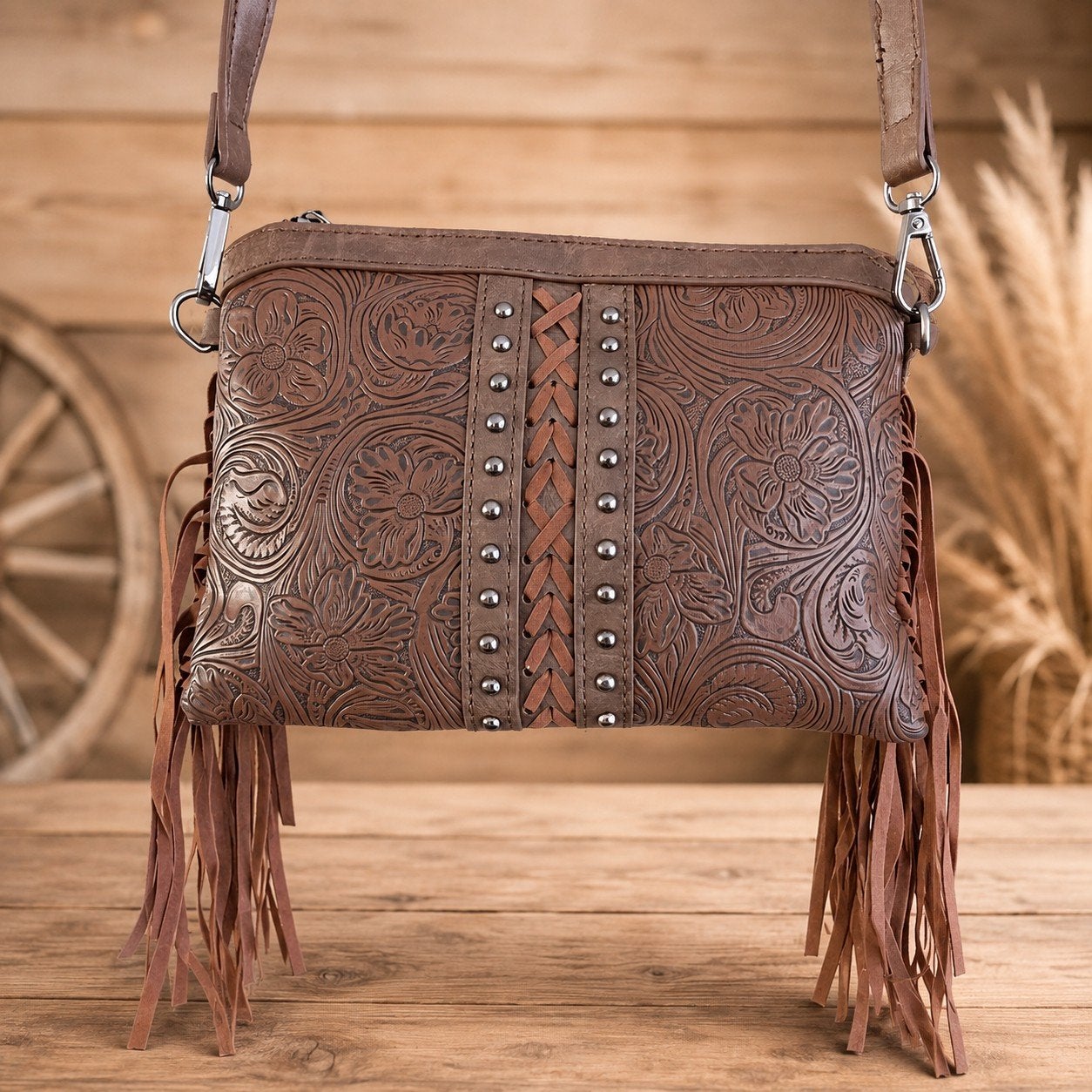 Western stijl schouder tasje, Bruin, Schoudertasje, Nieuw, Ophalen of Verzenden