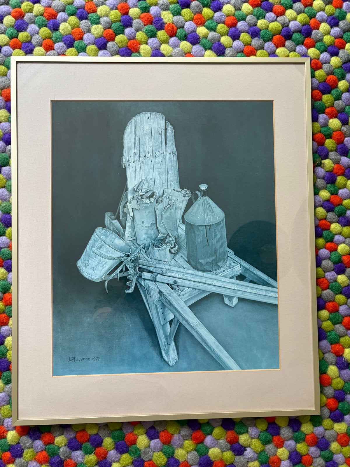Ingelijste print/glicee Jopie Huisman met pers. boodschap, Ophalen