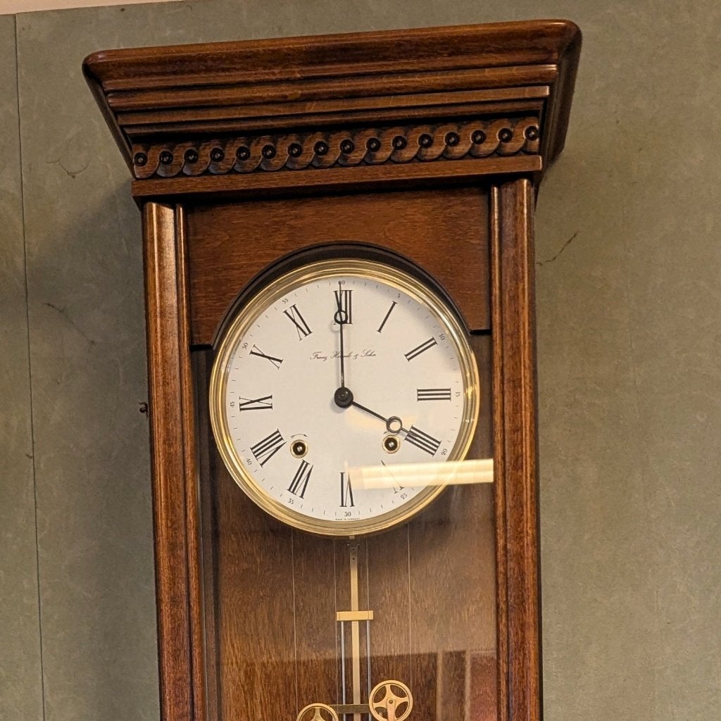 Luxe Franz Hermle & Sohn Snaarregulateur Notenhout, Ophalen, Bruin, Analoog, Nieuw