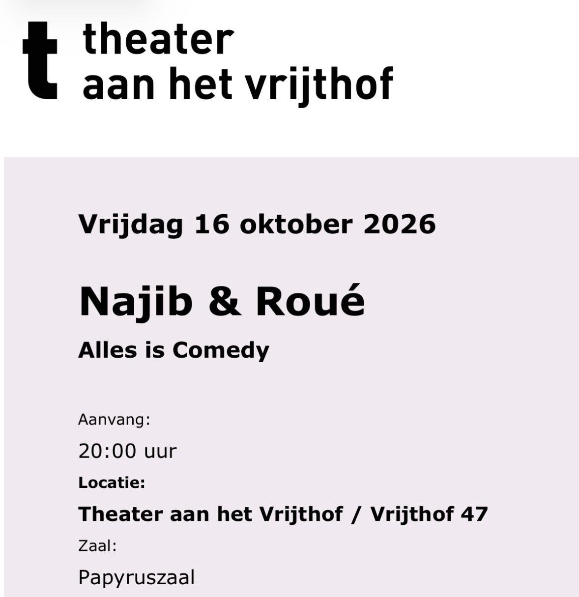 Najib Amali theater ah vrijthof Maastricht 16.10 rang 1