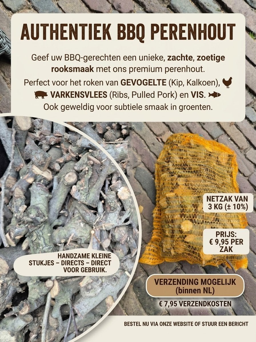 Premium Perenhout Rookhout – Perfecte Zachte Rooksmaak vo, Ophalen of Verzenden, Nieuw, Rolfrookhout.nl