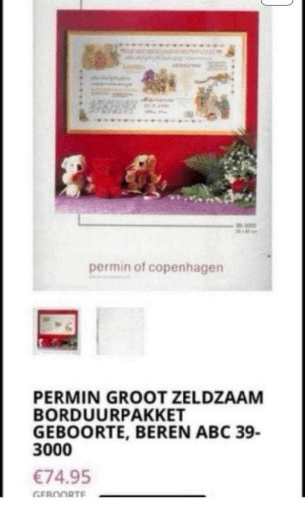 BORDUURPAKKET PERMIN GROOT EN ZELDZAAM GEBOORTE ABC, Verzenden, Nieuw, Handborduren, Borduurpakket