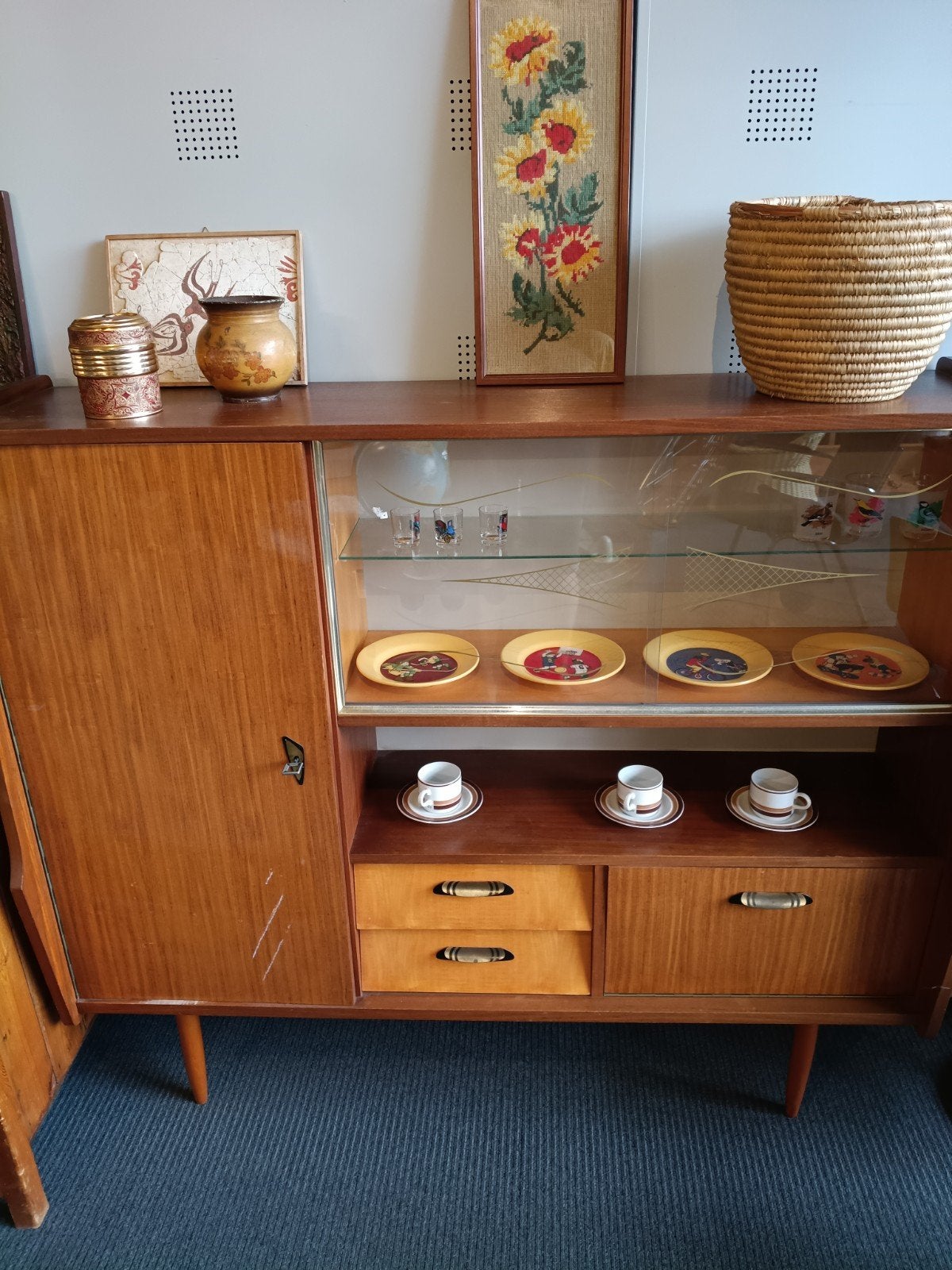 Vintage Teak Dressoir / Vitrinekast - Jaren '60, Ophalen