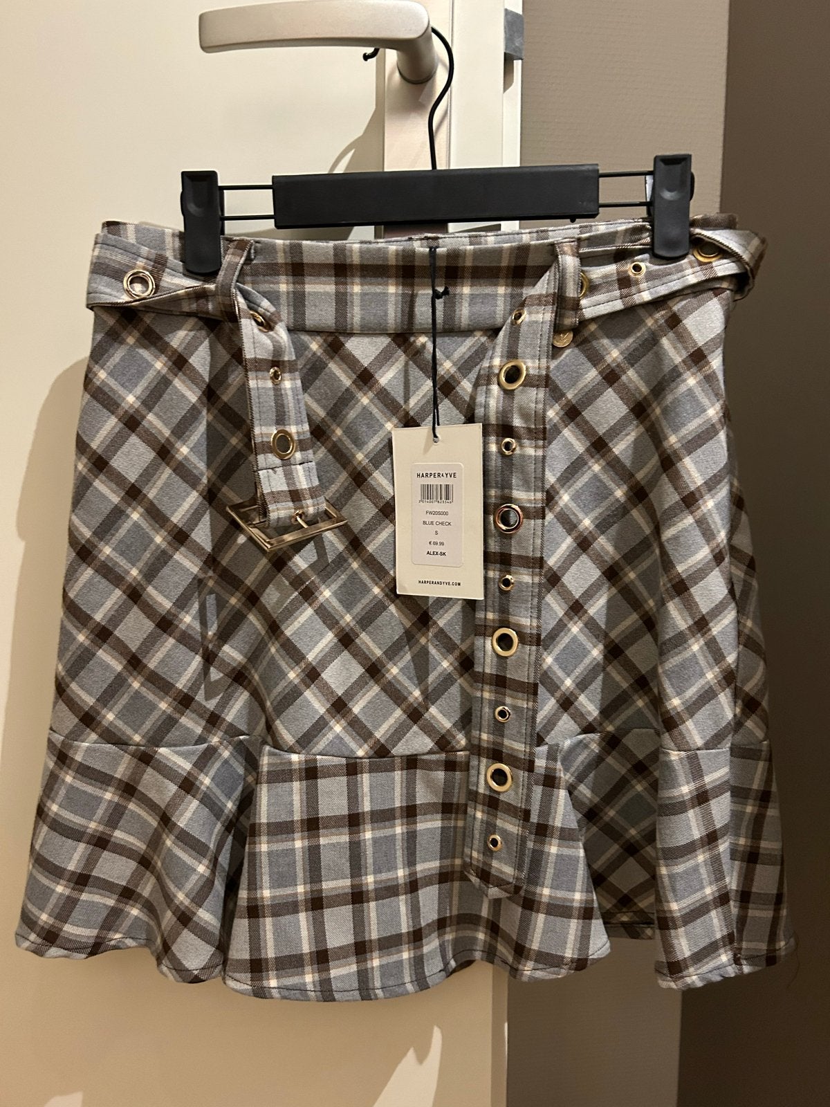 Harper & Yve geruite rok met ruches - Maat S, Meerkleurig, Nieuw, Ophalen of Verzenden, Maat 36 (S)