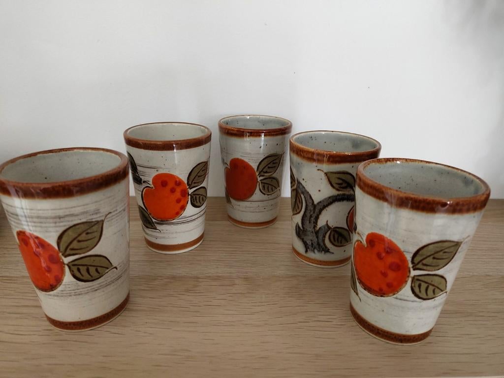 Jaren '70 keramieke beker en potjes schramberg, Huis en Inrichting, Keuken | Servies, Ophalen of Verzenden, Keramiek, Overige stijlen