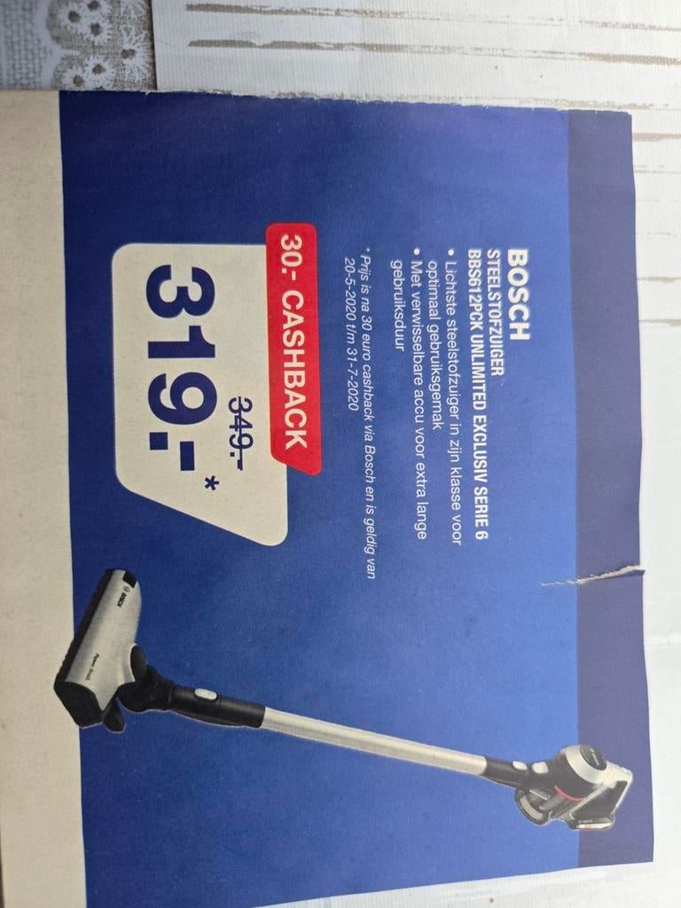 Bosch Unlimited Serie 6 Steelstofzuiger met 2 accu's, Bosch, Draadloos, Ophalen of Verzenden, Zo goed als nieuw