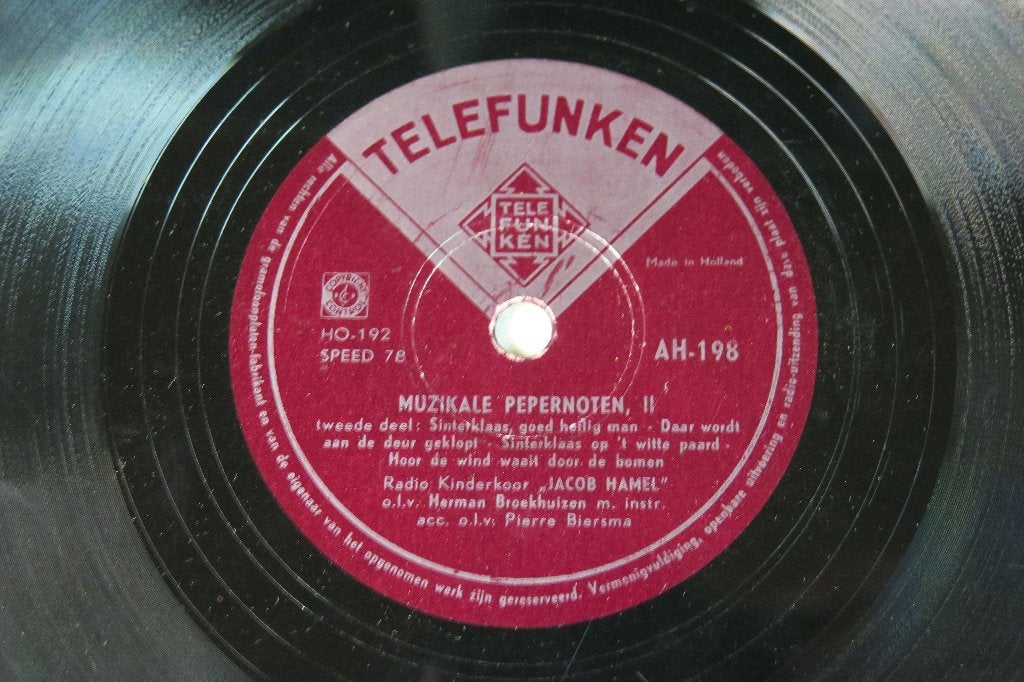 Sinterklaasplaat "Jacob Hamel" 78 toeren jukebox 78 rpm, Ophalen of Verzenden, Gebruikt