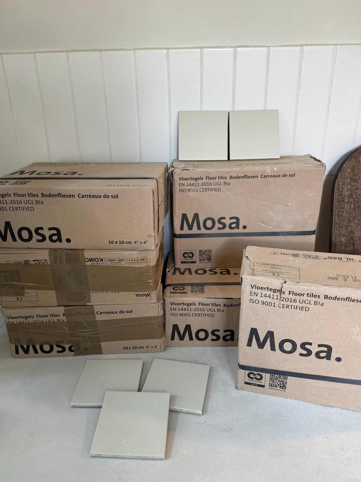 Vierkante Mosa tegels beige 10x10 cm, ruim 4 m², Ophalen, Keramiek, Nieuw, Minder dan 20 cm