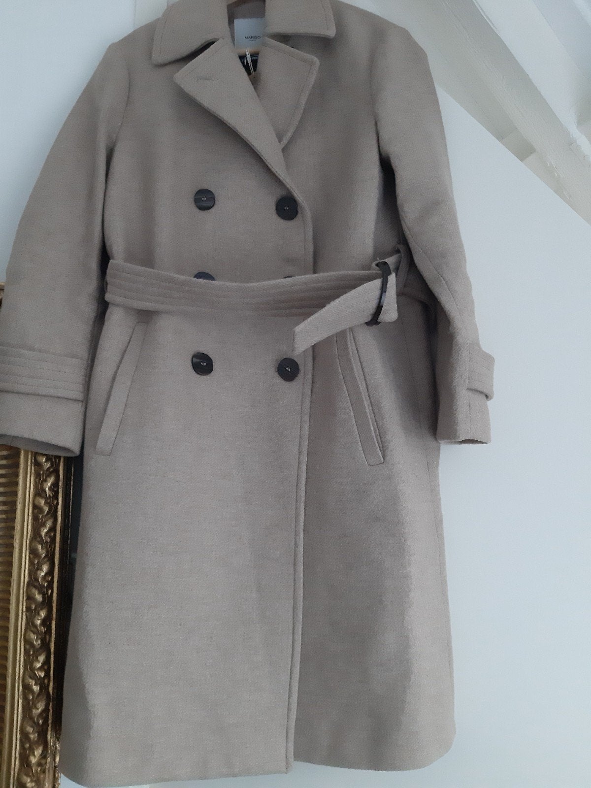 Stijlvolle Mango Basics wollen trenchcoat - Maat M, Beige, Mango Basics, Ophalen of Verzenden, Zo goed als nieuw